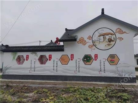 传统美德文化墙彩绘C16 网红村墙绘 新视角墙体手绘