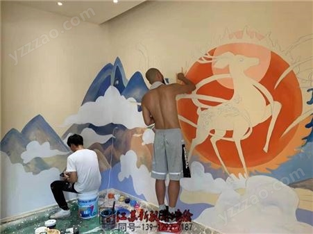 盐城餐厅彩绘墙 墙体壁画装饰 手绘艺术工作室 可写字