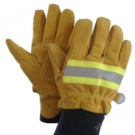 消防员耐高温防护救援手套带检测报告牛皮耐磨应急救援五指式手套