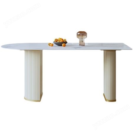 现代轻奢餐桌椅长方形小户型4人家用亮光岩板餐桌饭桌-JJ017