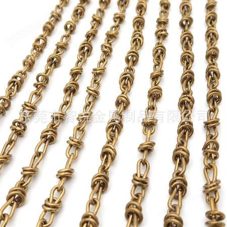 黄铜竹节双环编织链条韩国流行嘻哈个性设计半成品首饰配件厂订购