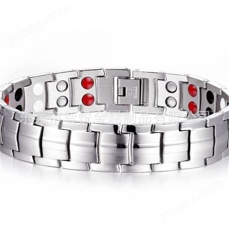 不锈钢手环镶嵌双排磁铁石真空电镀简约钛钢手链饰品批量来图订购