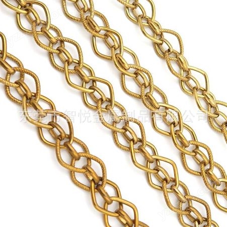 黄铜奢华菱形花纹环混搭链条街舞个性服装半成品配饰批量来图订购