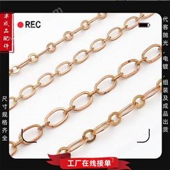 黄铜扁圆线1:1大小环十字相扣链条简约时尚锁骨链半成品配件订购