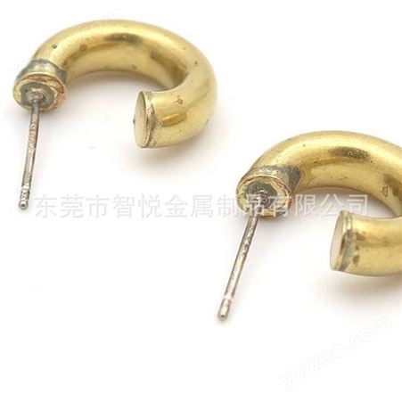 黄铜空心错位圆环耳圈时尚流行简约光面耳环饰品厂小批量来图订购