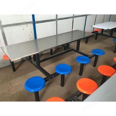 学校学生食堂餐桌椅组合 员工地 不锈钢 4人6人8人连体饭堂快餐桌